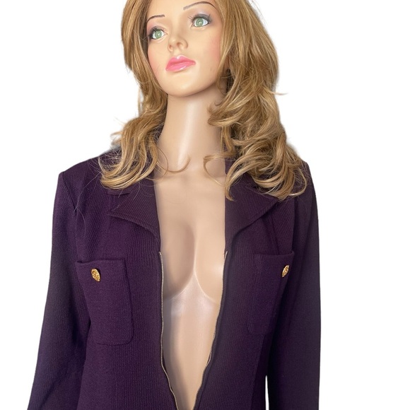 St. John collection PURPLE Dress
Gown Gold Buttons Santana Knit
Long Sleeve 4 - Picture 5 of 16